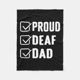 Deaf Dad Asl Hand Gesture Deaf Awareness  Fleece Blanket