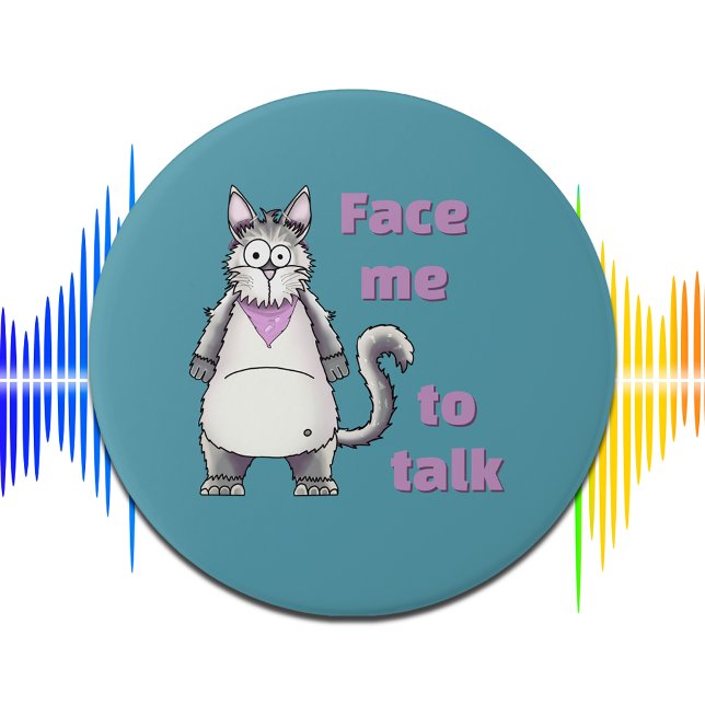 Deaf Daisy Cat Hearing Loss Awareness Personalized 3 Inch Round Button (visible disability signal, non medical awareness art, storybook cat kids accessibility pin badge)