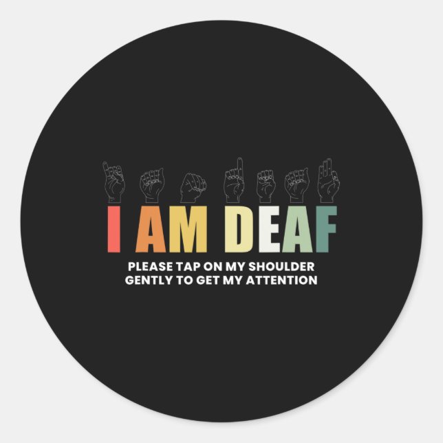 Deaf Deaf-mute Sign-language  Classic Round Sticker (Front)