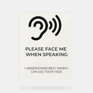 Deaf Hard of Hearing Disability Awareness Acrylic Sign