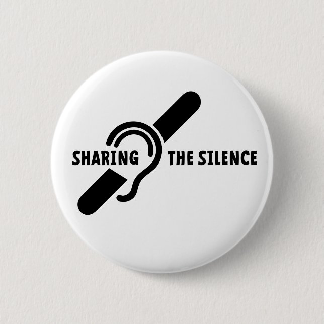 Deaf, hearing impaired, deafness, gestures of lang 2 inch round button (Front)