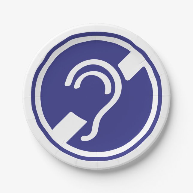 Deaf, hearing impaired, deafness, hearing loss sig paper plate (Front)