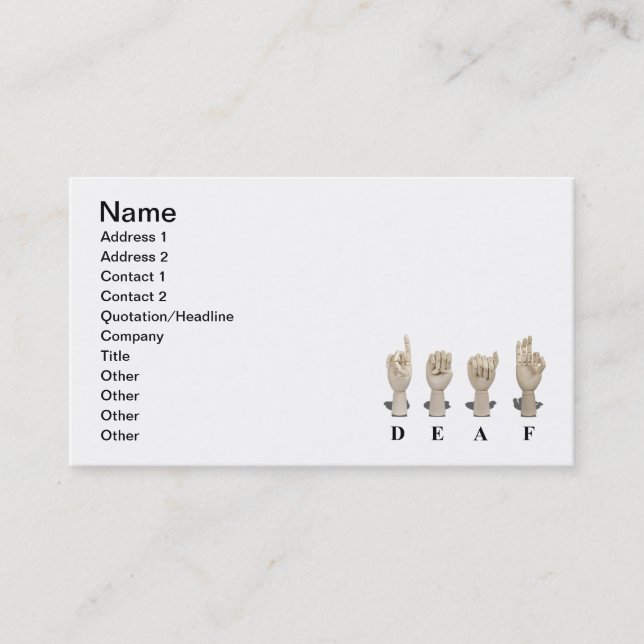 Deaf in Ameslan Business Card (Front)