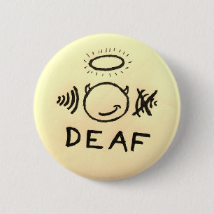 Deaf In One Ear Angel/Devil 2 Inch Round Button