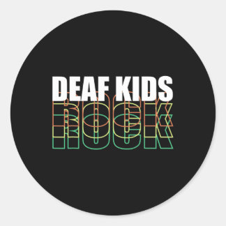 Deaf Kid Sign Language  Classic Round Sticker
