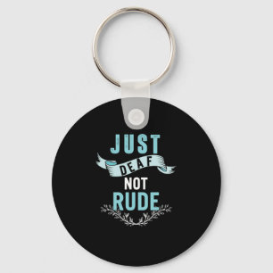 Deaf Not Rude Awareness Yellow Ribbon Asl Language Keychain