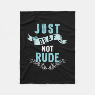 Deaf Not Rude Deaf Awareness Yellow Ribbon Asl Lan Fleece Blanket