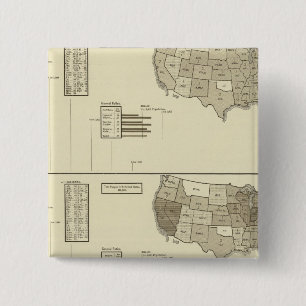 Deaf, Paupers, Prisoners statistical map 2 Inch Square Button
