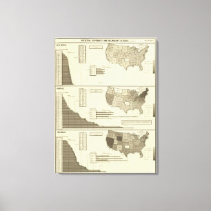 Deaf, Paupers, Prisoners statistical map Canvas Print