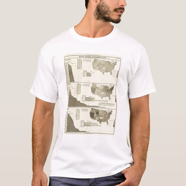 Deaf, Paupers, Prisoners statistical map T-Shirt (Front)