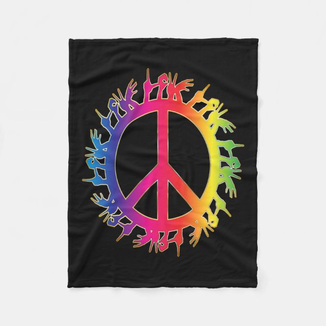 Deaf Peace Sign Language Hand Talking Teachers Asl Fleece Blanket (Front)