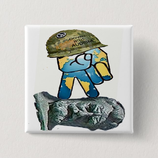 Deaf People Standing Up Against Audism 2 Inch Square Button (Front)