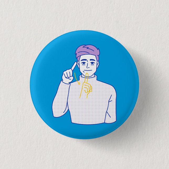 deaf person blue button (Front)