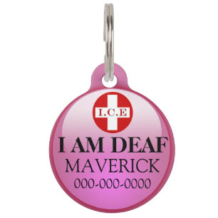 Deaf pet medical condition DIY pink Tag