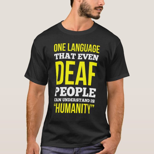 Deaf Pride ASL Hand Gesture Hearing Aid Hand Sign  T-Shirt (Front)