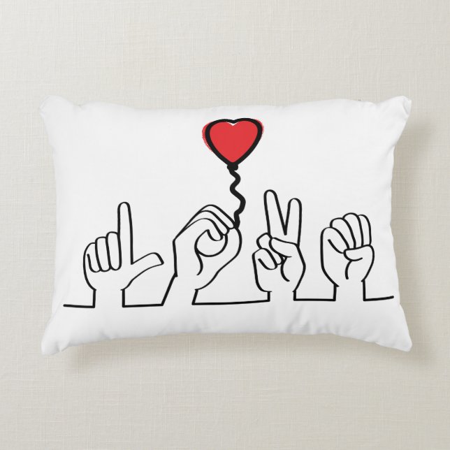 Deaf, sign-language love — love. I love you. Accent Pillow (Front)