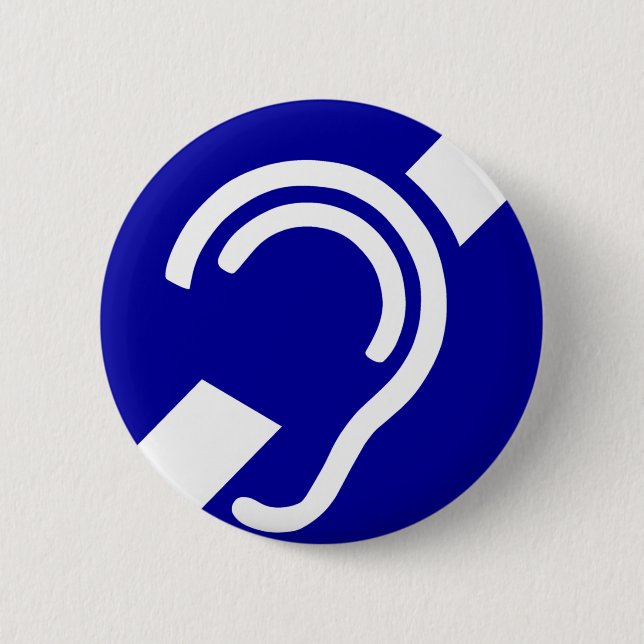 Deaf Symbol 2 Inch Round Button (Front)