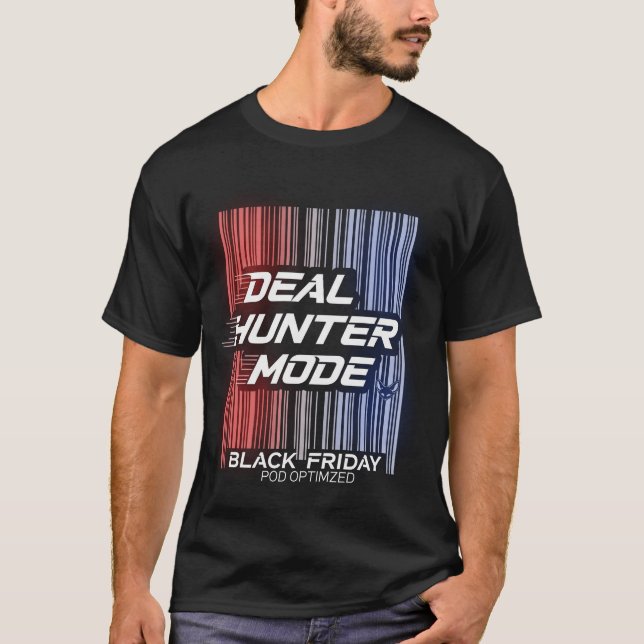 Deal Hunter Mode – Black Friday Barcode Design T-Shirt (Front)