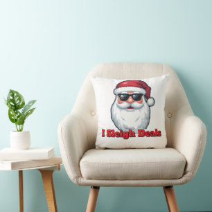 Deal Slaying Santa Claus Funny Holiday Shopping Throw Pillow