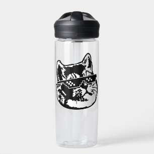 Deal With It Glasses Cat Meme Water Bottle