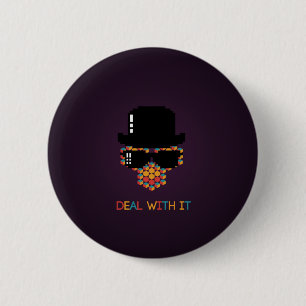 Deal with it - pattern monkey with a pixel hat 2 inch round button