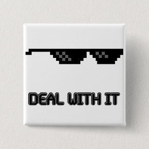 Deal With It Sunglasses 2 Inch Square Button