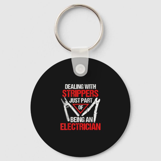 Dealing With Funny Electrician Keychain (Front)