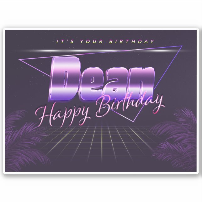 Dean Nom Prénom lila retro Sticker (Devant)