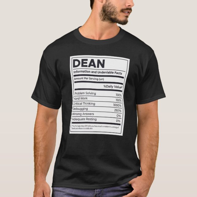 Dean Nutrition Information Problem Solving Hard Wo T-Shirt (Front)