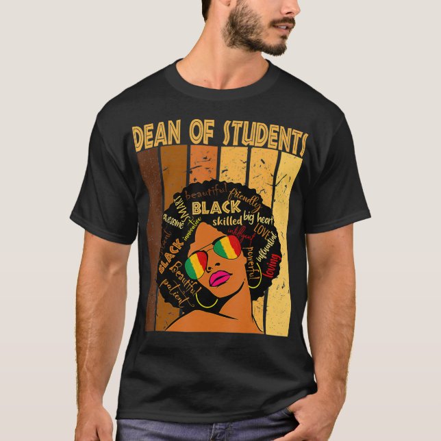 Dean Of Students Afro African American Black Histo T-Shirt (Front)