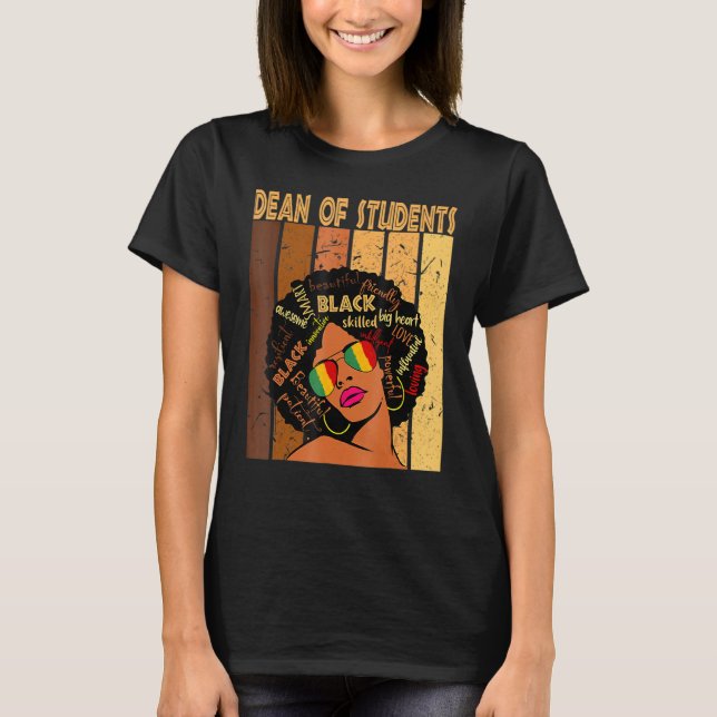 Dean Of Students Afro African American Black Histo T-Shirt (Front)
