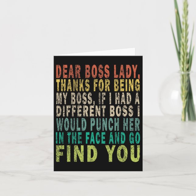 Dear Boss Lady  Card (Front)