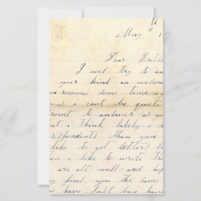 Dear Brother Scrapbook Paper (Front)