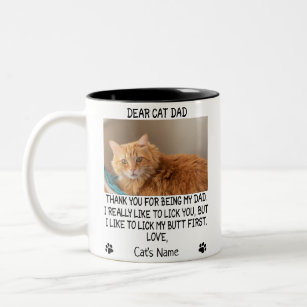 Dear Cat Dad, Personalized cat's photo and name Two-Tone Coffee Mug