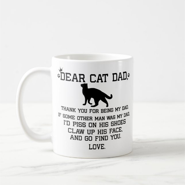 Dear Cat Dad photo collage and cat's name Coffee Mug (Left)