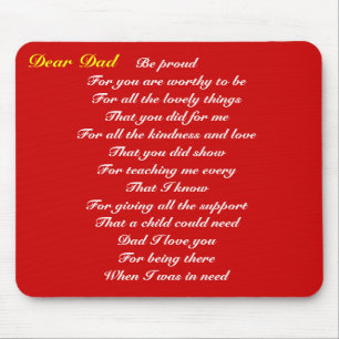 Dear dad father's day tribute mouse pad
