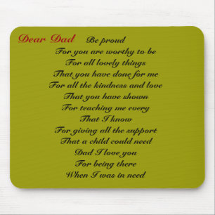 Dear dad father's day tribute mouse pad