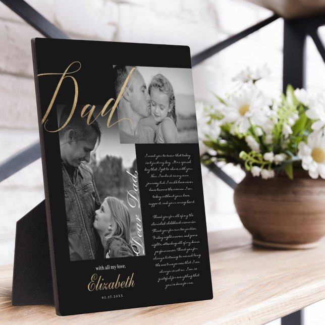 Dear Dad | Gold Dad Script Wedding Message Photo Plaque (Creator Uploaded)