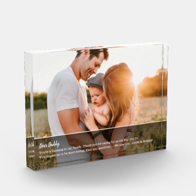 Dear Dad Personalized Photo Message Keepsake Block (Left)