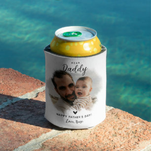 Dear Daddy Modern Photo Heart Father's Day Can Cooler