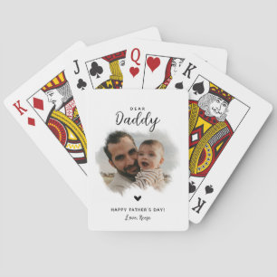 Dear Daddy   Modern Photo Heart Father's Day Playing Cards