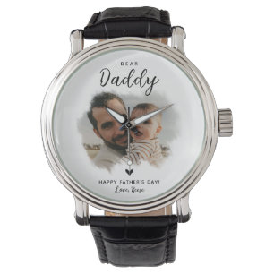 Dear Daddy   Modern Photo Heart Father's Day Watch