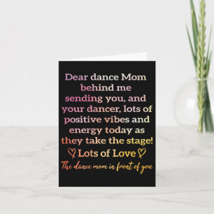 Dear Dance Mom Behind Me Sending You Funny Retro ( Card