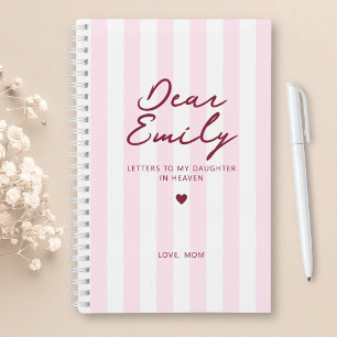 Dear Daughter Grief Journal in Pink Stripe