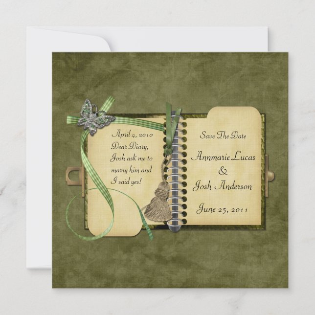 Dear Diary Vintage Save The Date (Front)