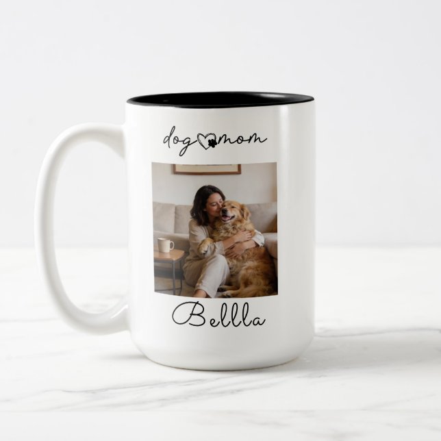 Dear Dog Mom – Funny Pet Mom , Cute Mother’s Day Two-Tone Coffee Mug (Left)