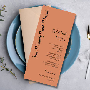 Dear Family Hearts Wedding Place Setting Cards