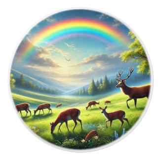 Dear family under the rainbow  ceramic knob
