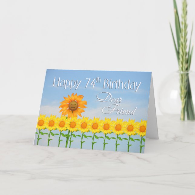Dear Friend 75th Birthday, Sunflowers Card (Front)