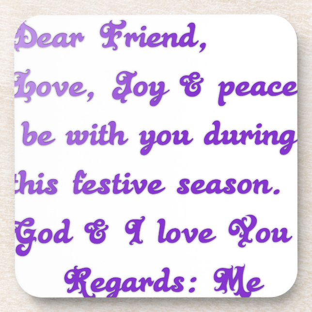 "Dear Friend" Festive Season Greeting Coaster (Front)